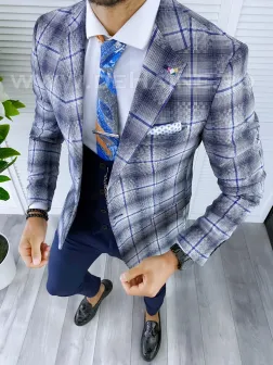 Sacou barbati in carouri slim fit B5592 O2-2.3